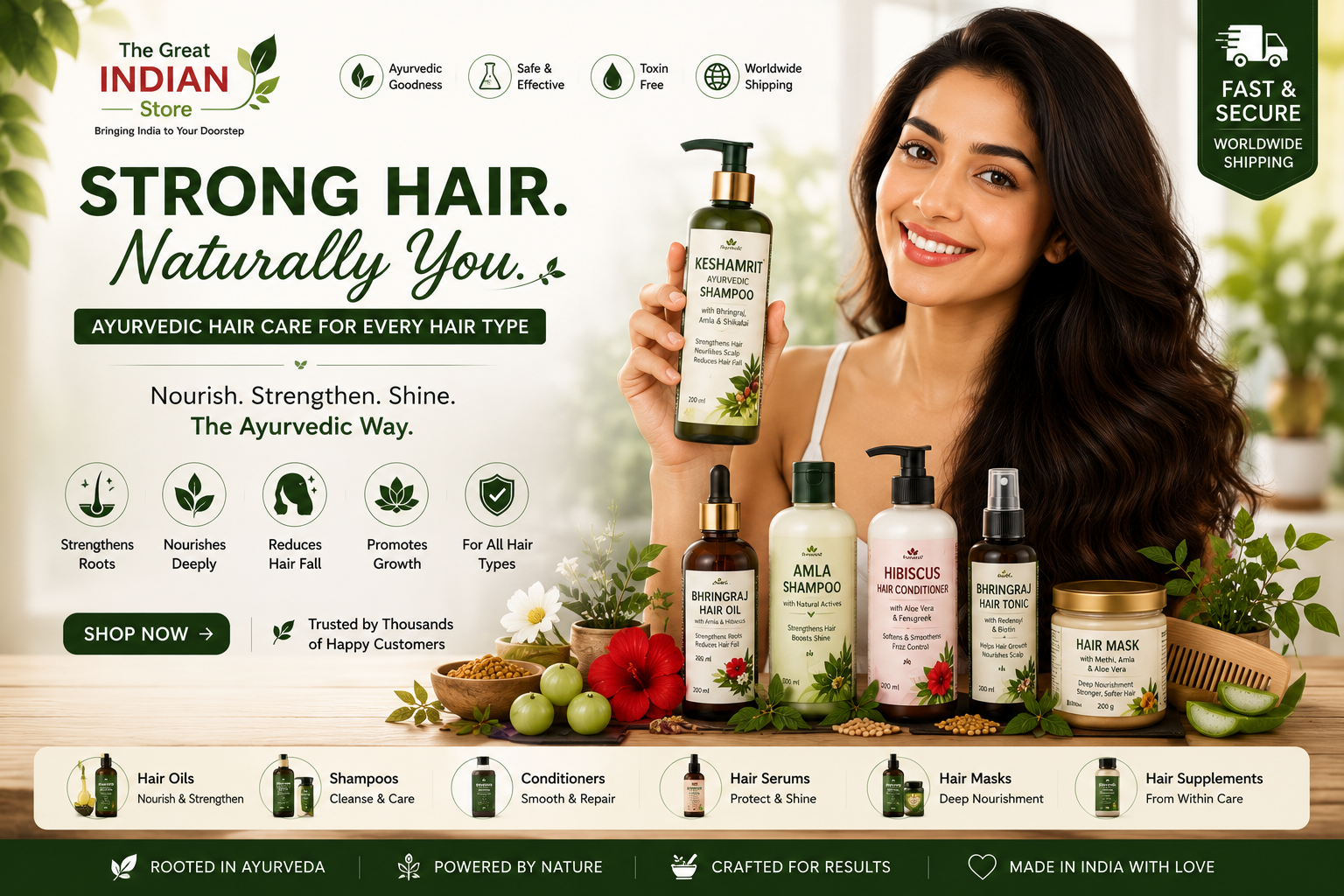 Ayurvedic Hair Oils, Anti-Dandruff Shampoos & Hair Growth Solutions