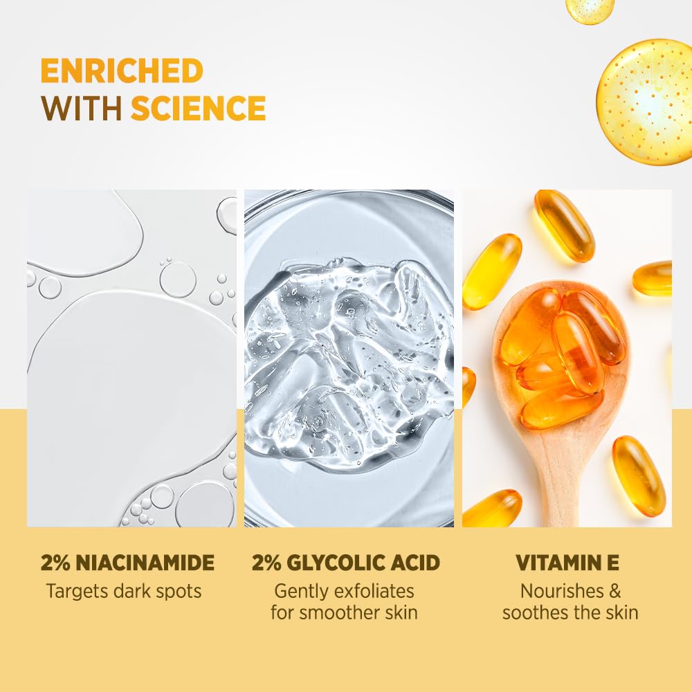 Himalaya Turmeric Serum Cream | Niacinamide + Glycolic Acid + Vitamin E | Clears dark spots for glowing skin in 1 week | 50gm