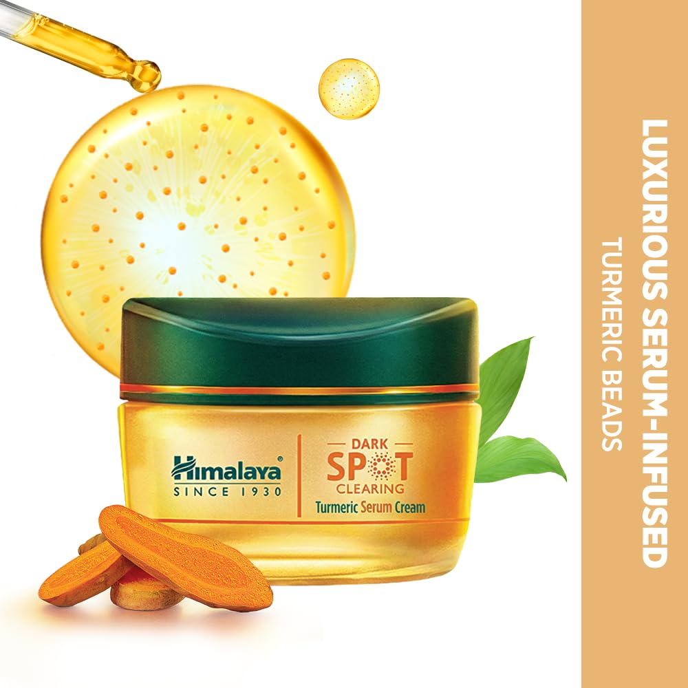 Himalaya Turmeric Serum Cream | Niacinamide + Glycolic Acid + Vitamin E | Clears dark spots for glowing skin in 1 week | 50gm
