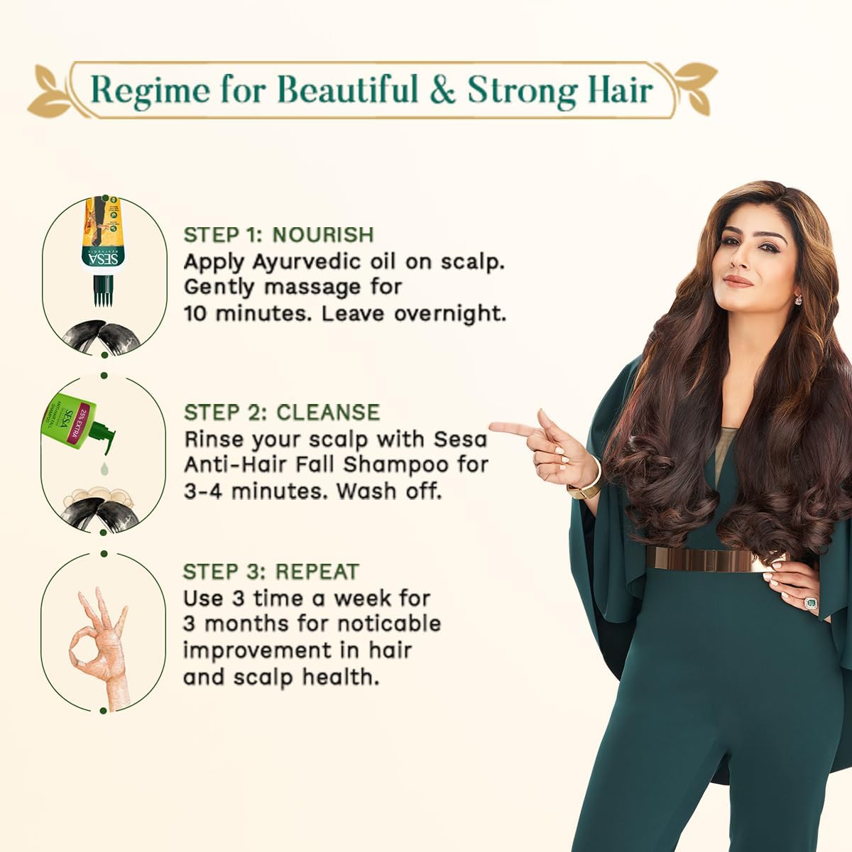 SESA Ayurvedic Hair Oil With Bhringraj & 17 Rare Herbs With Coconut Oil and 4 Nourishing For Hair Growth Help Control Hair Fall with Easy Applicator For Women and Men (200 ml)