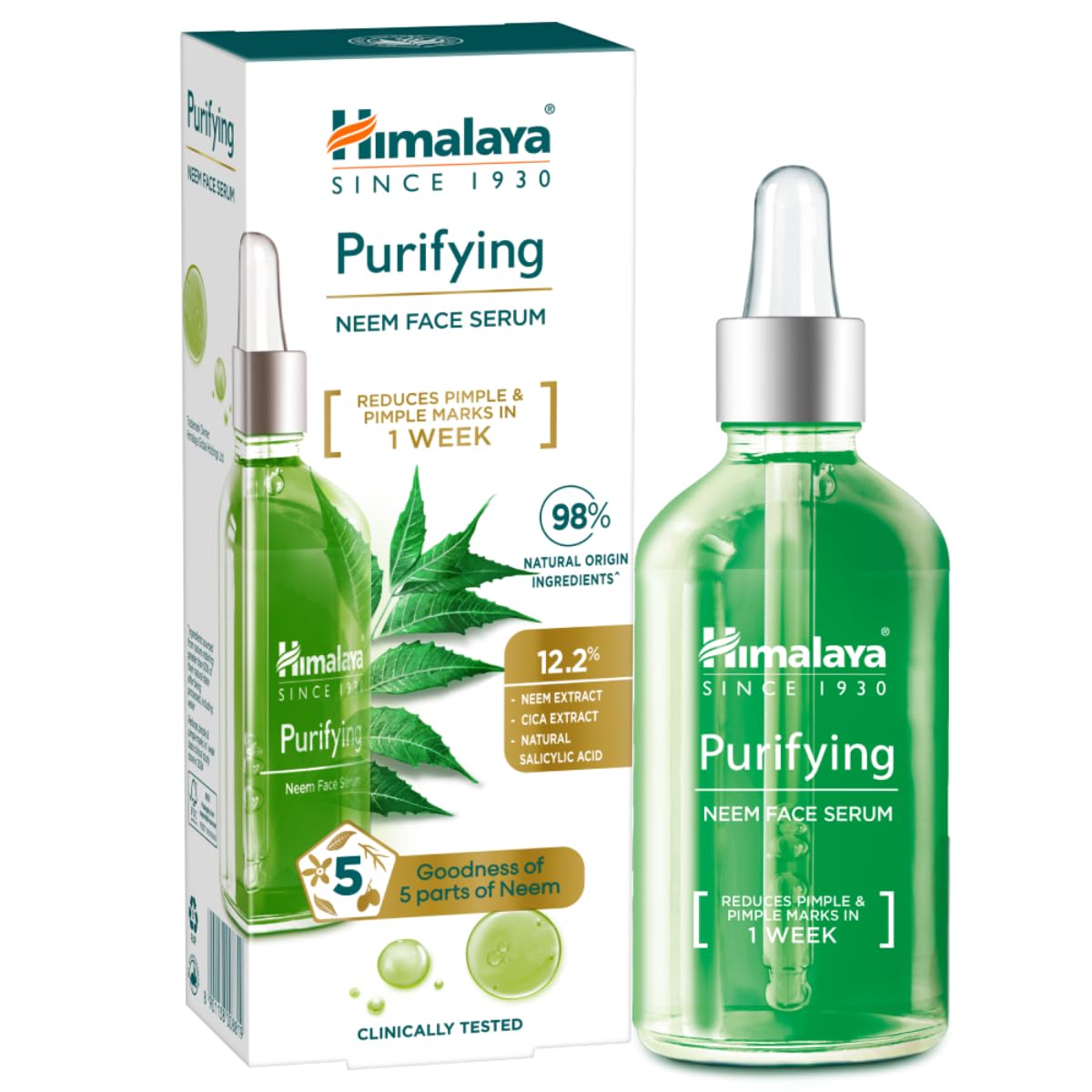 Himalaya Purifying Neem Face Serum | 2% Natural Salicylic Acid + Cica + Neem Extract | 5 Parts of Neem | Reduce Acne & Pimple Marks | 15ml (Pack of 1)
