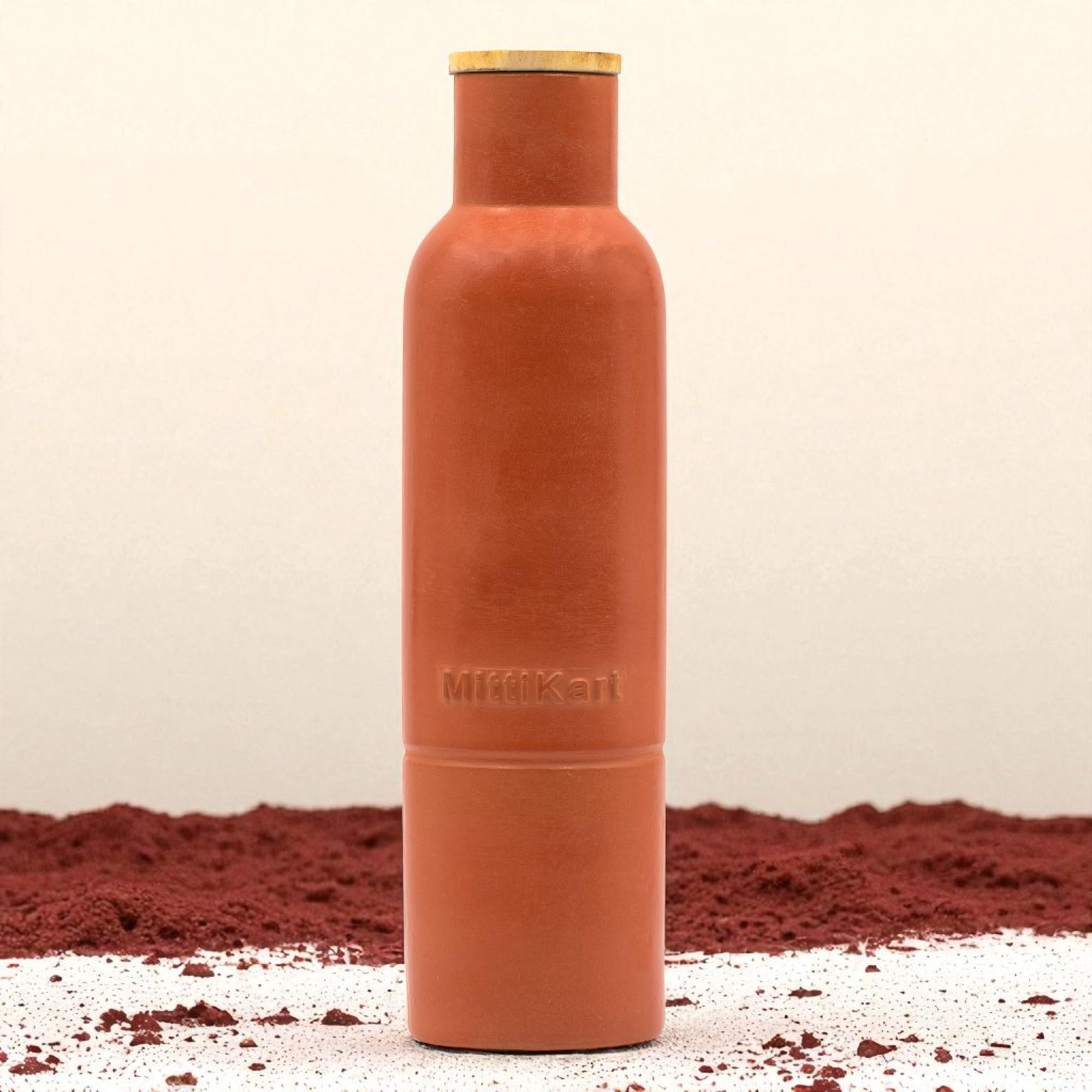 The Great Indian Store 100% Natural Terracotta Clay Water Bottle – 750 ml (25 oz) | Eco-Friendly, Alkaline | Keeps Water Cool Naturally | Made in India