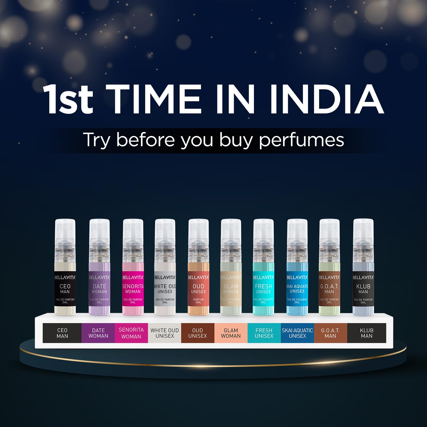 Bella Vita Luxury | Trial Pack Of 10x5ml Long Lasting Pocket Perfume for Man and Woman | Mix Of EDP, EDT & EDC Sweet, Floral, Woody, Musky & Spicy Fragrance
