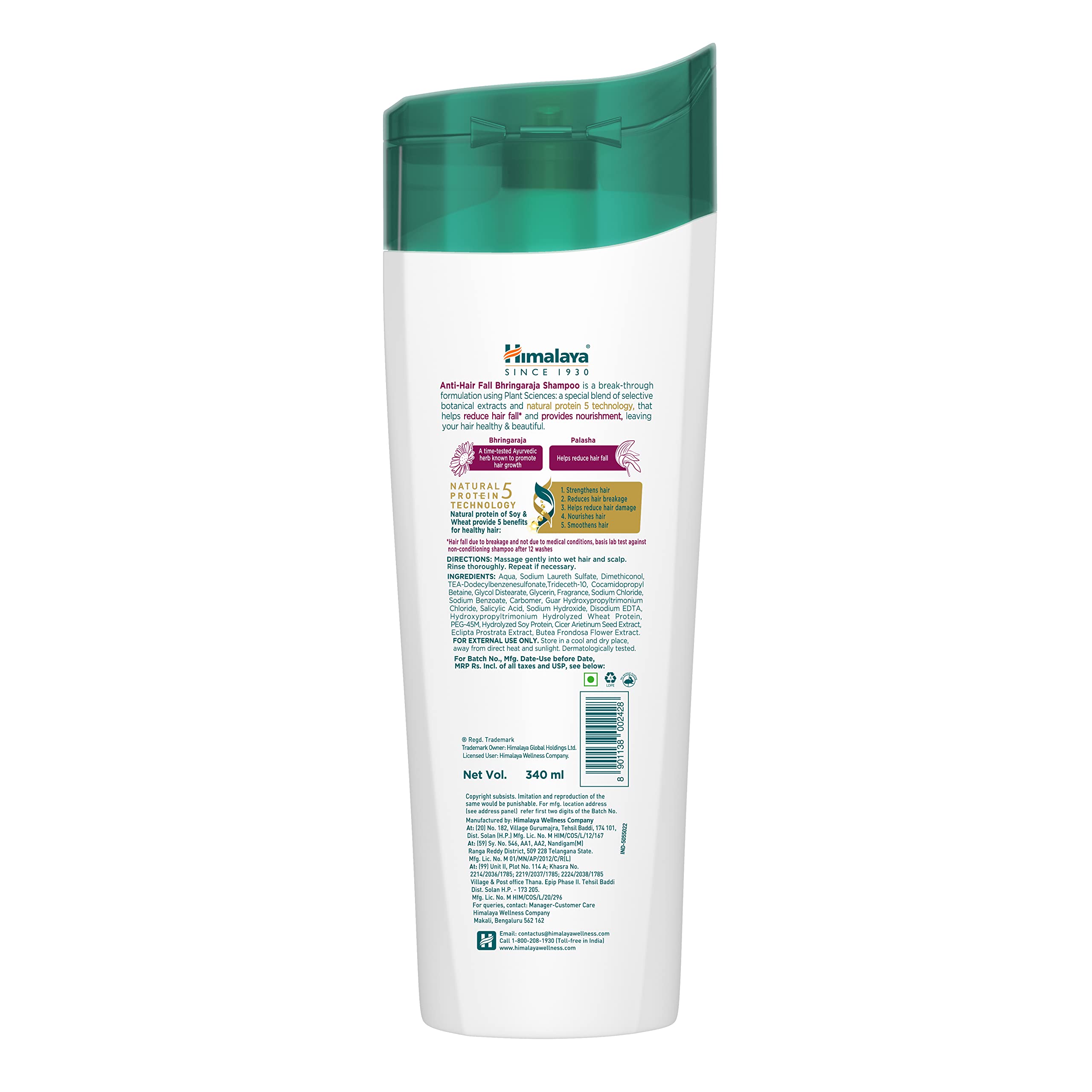 Himalaya SINCE 1930 Himalaya Anti-Hair Fall Bhringaraja Shampoo, Reduces Hair Fall, Makes Hair Healthy, With Bhringaraja & Palasha,For Men And Women, 340Ml