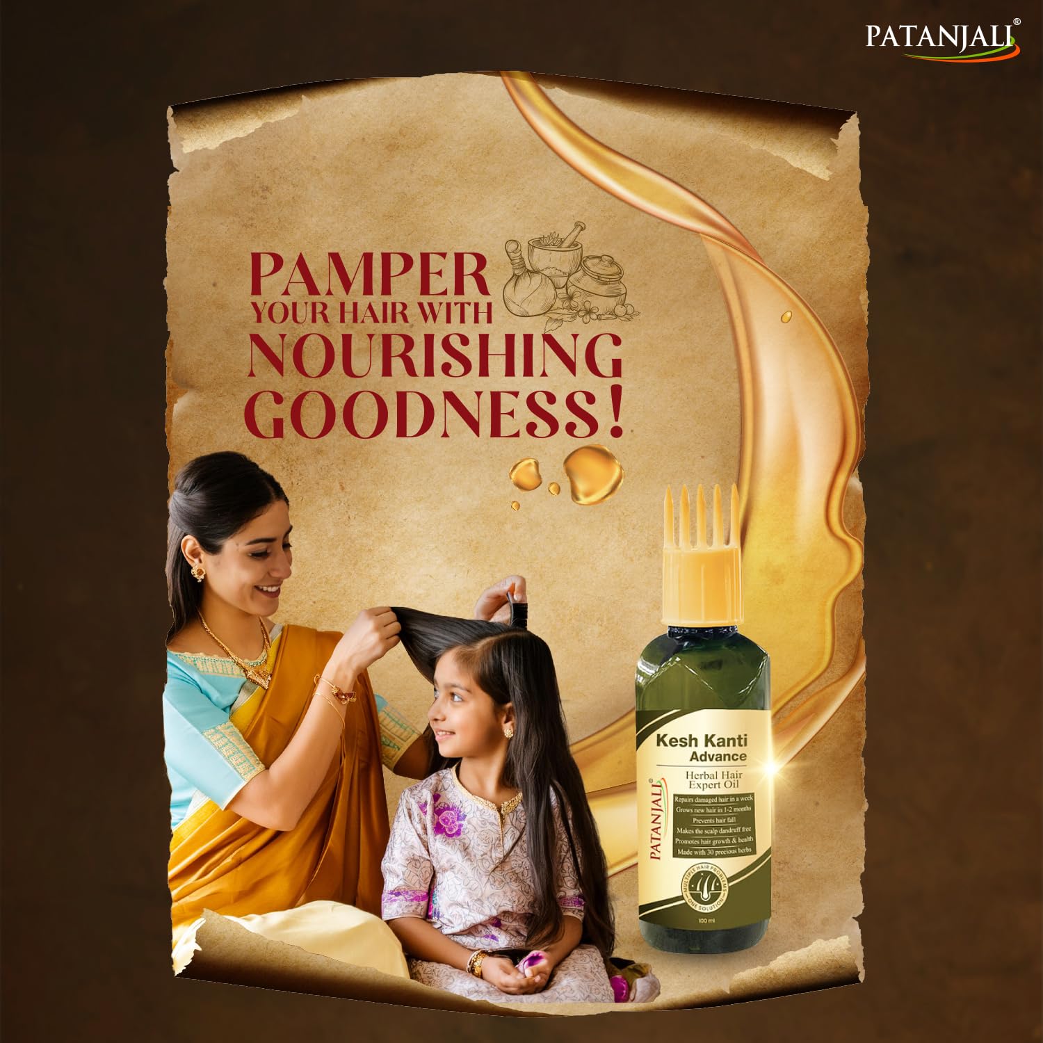 Patanjali Kesh Kanti Advance Herbal Hair Expert Oil 100ml, Stronger & Longer Hair for Women & Men, Nourishing Hair Oil Enriched with Amla, Reetha, Kalonji & Shikakai