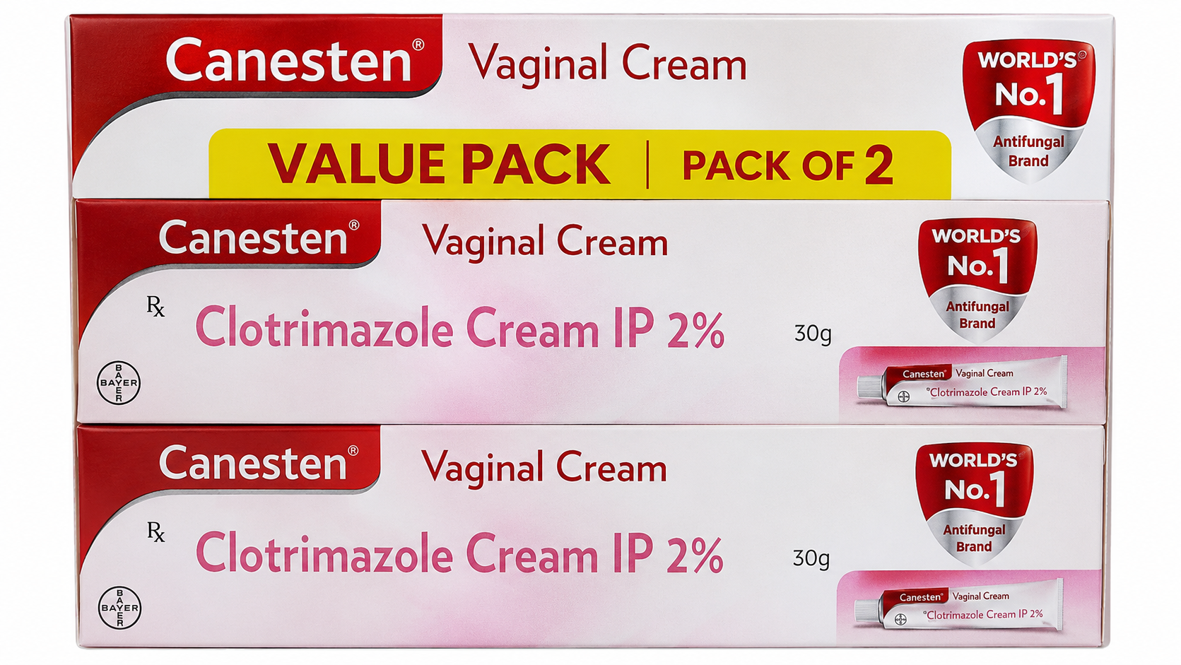 Canesten Intimate Comfort Cream 30g pack of 2 feminine daily care tubes white background