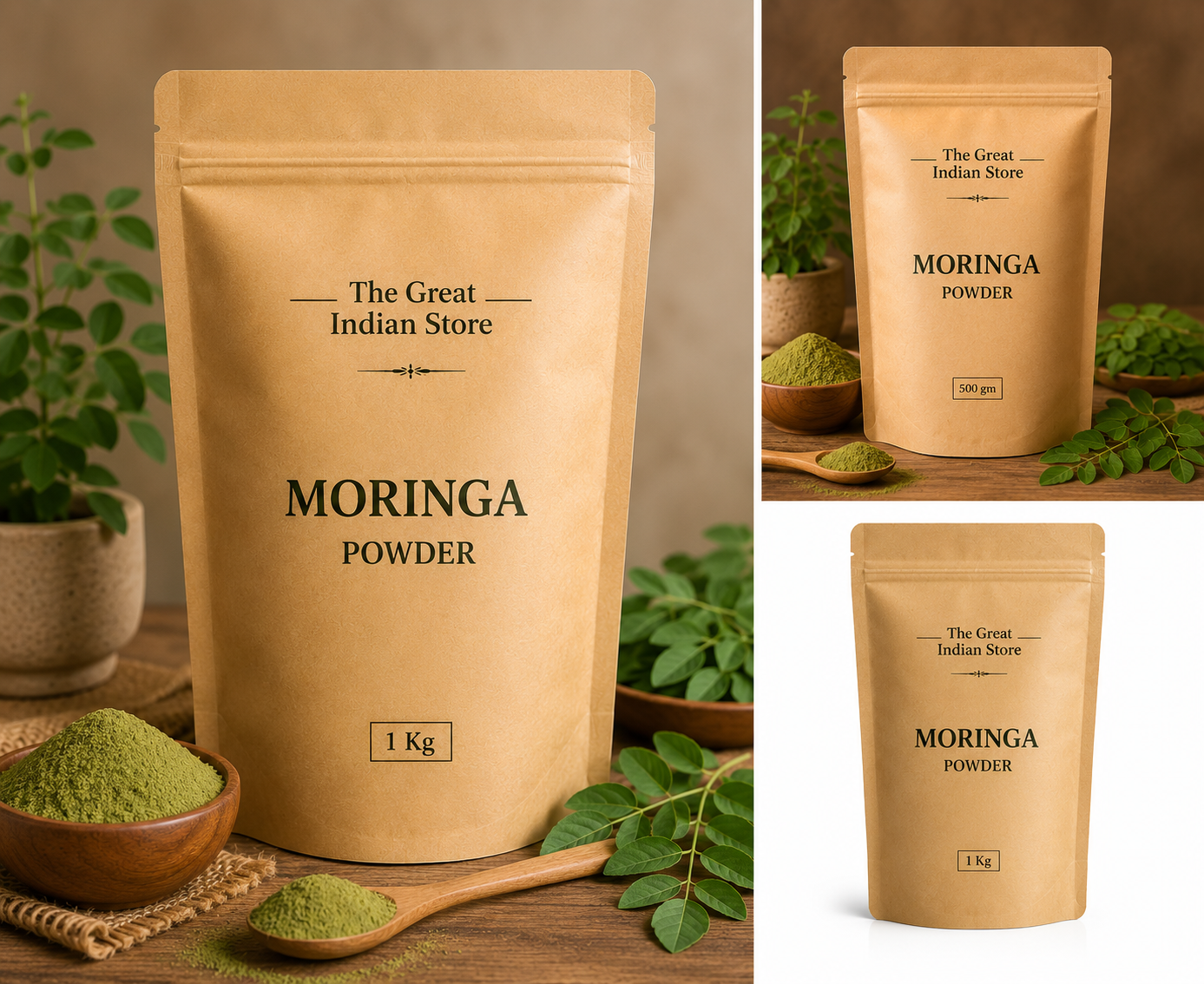 Moringa Powder | Premium Natural Moringa Leaf Powder | 100% Pure Herbal Superfood | 1 kg | The Great Indian Store