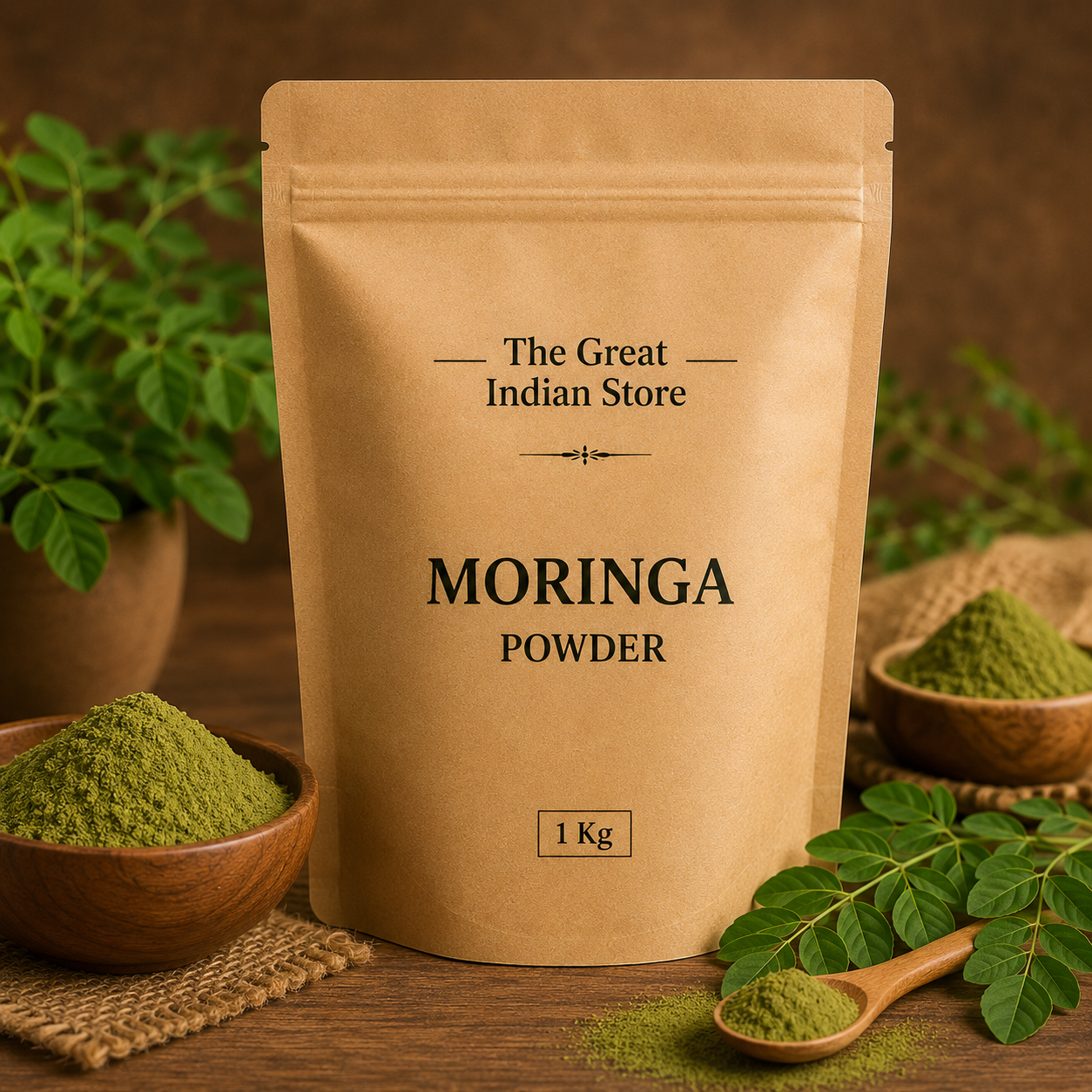 Moringa Powder | Premium Natural Moringa Leaf Powder | 100% Pure Herbal Superfood | 1 kg | The Great Indian Store