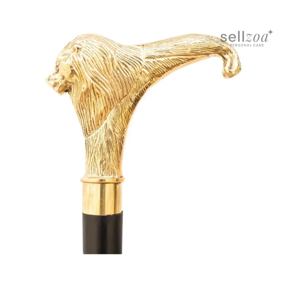 lion-face-walking-cane-with-brass-handle-handmade-wooden-stick-781 - Sellzoa